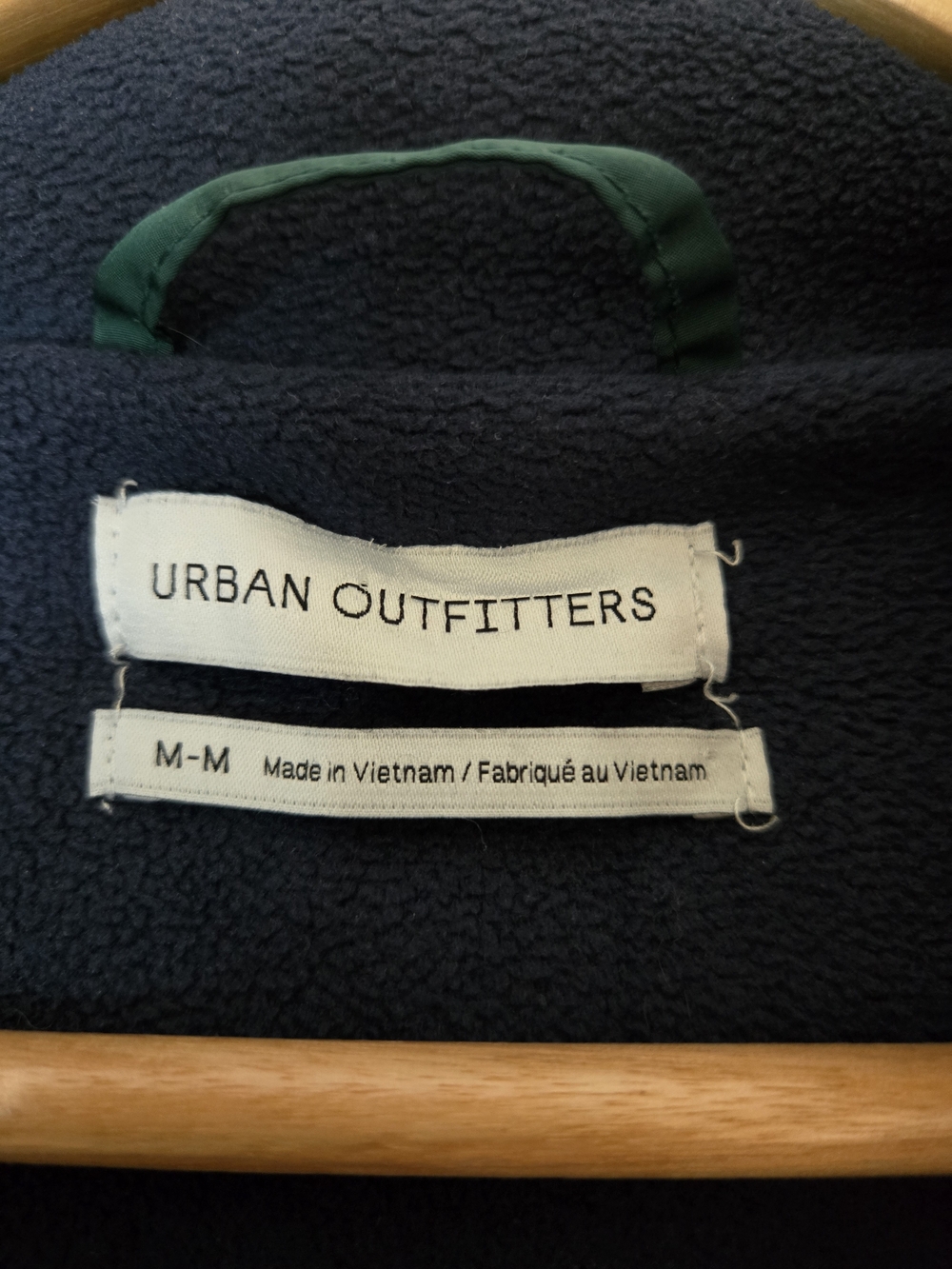 Urban Outfitters dark green puffer jacket, navy fleece lined, fold away hood - Picture 8 of 8